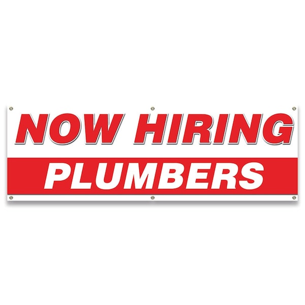 Now Hiring Plumbers Banner Apply Inside Accepting Application Single Sided